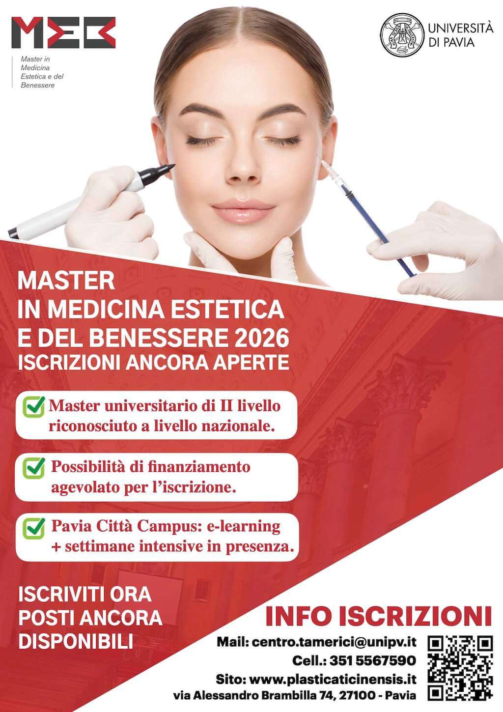 Master di Secondo Livello in Medicina Estetica e Benessere 2026, Università degli Studi di Pavia, MEB, ISCRIZIONI ANCORA APERTE
